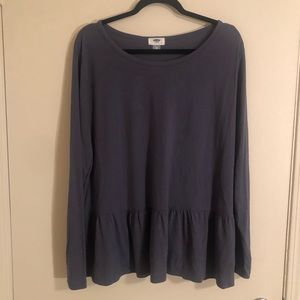 Grey Old Navy Long Sleeve Peplum Blouse